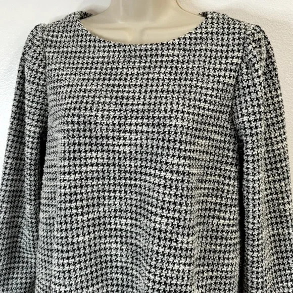 Gap Black White Silver Houndstooth Long Sleeve A-line Career Shift Dress Size XL - Picture 6 of 9